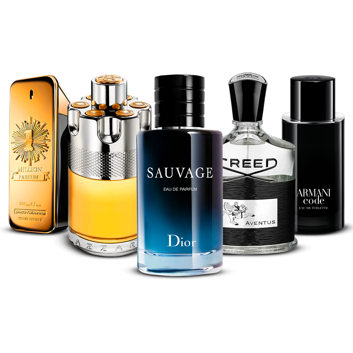 Set 5 Profumi  – 1 Million, Azzaro Wanted, Sauvage, Creed Aventus i Armani Code  [100 ml ciascuno]