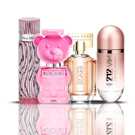 Set 4 Profumi | 212 VIP Rose + Moschino Bubble Gum + Hugo Boss The Scent + Paris Hilton 100 ml